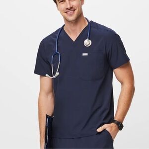 Figs Men’s Navy Leon Slim Scrub Top Size Large
